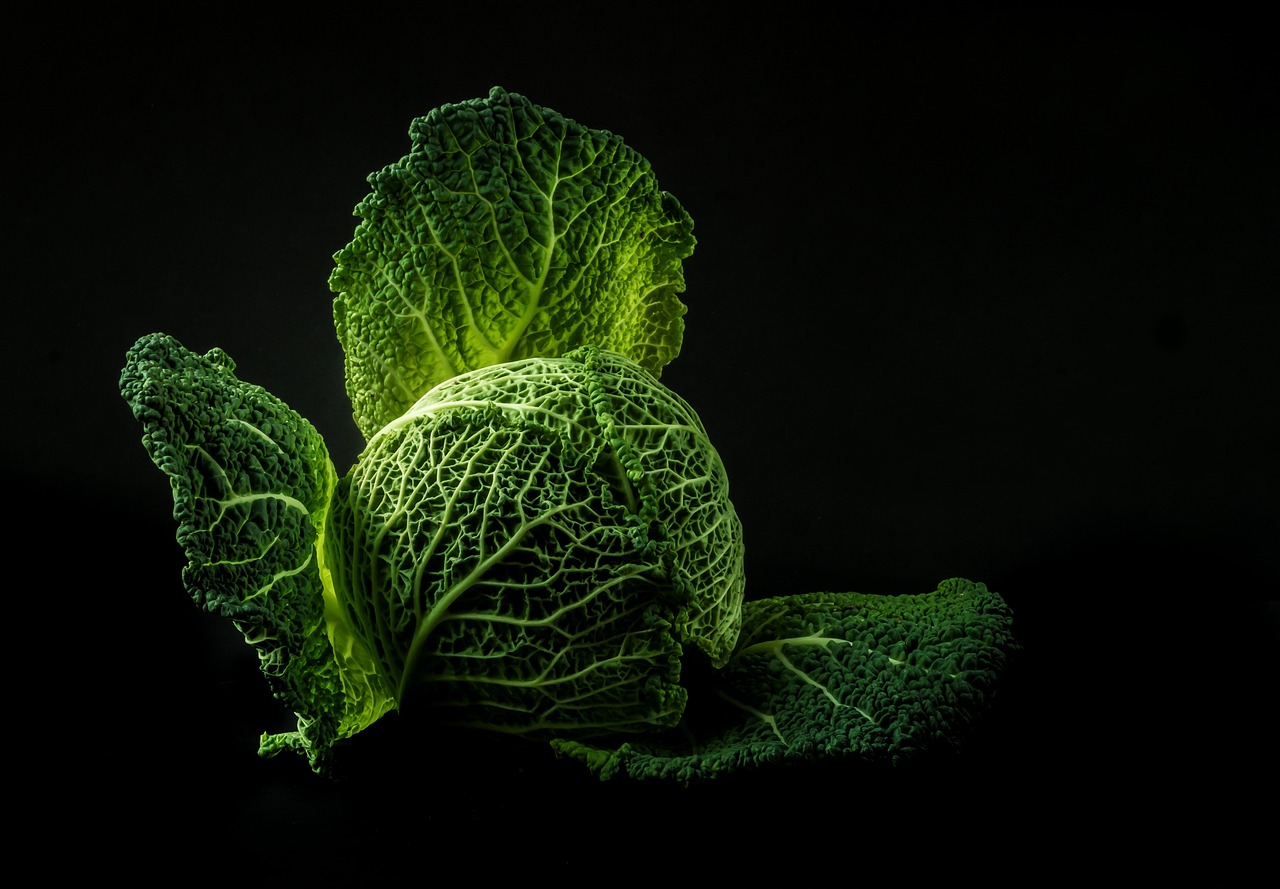 vegetable, cabbage, green, food, fresh, raw, leaves, nature, green food, green vegetable, green leaves, healthy, black background, food photography